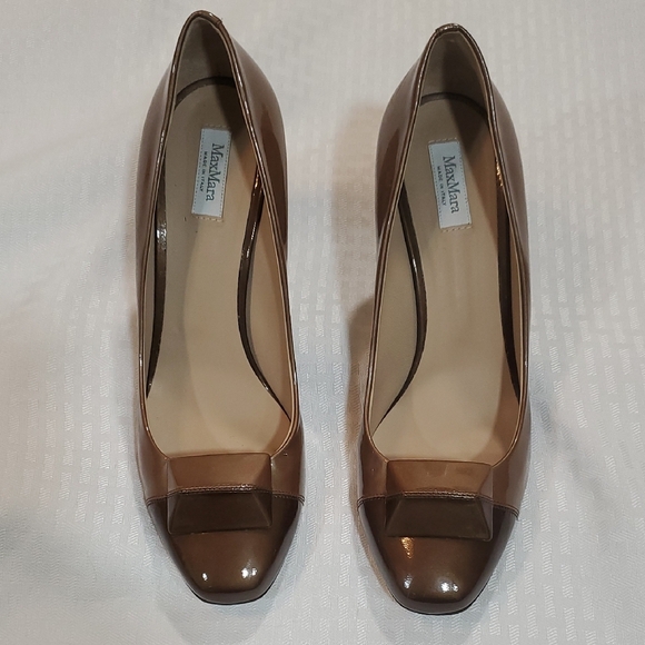 MaxMara Shoes - MaxMara Brown High-Heeled Pumps with a shiny Finish